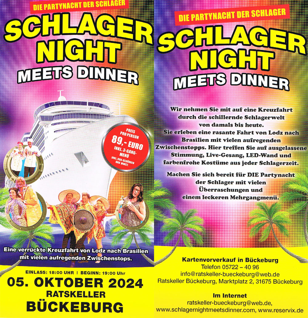 Schlager Night meets Diner @ Ratskeller-Bückeburg